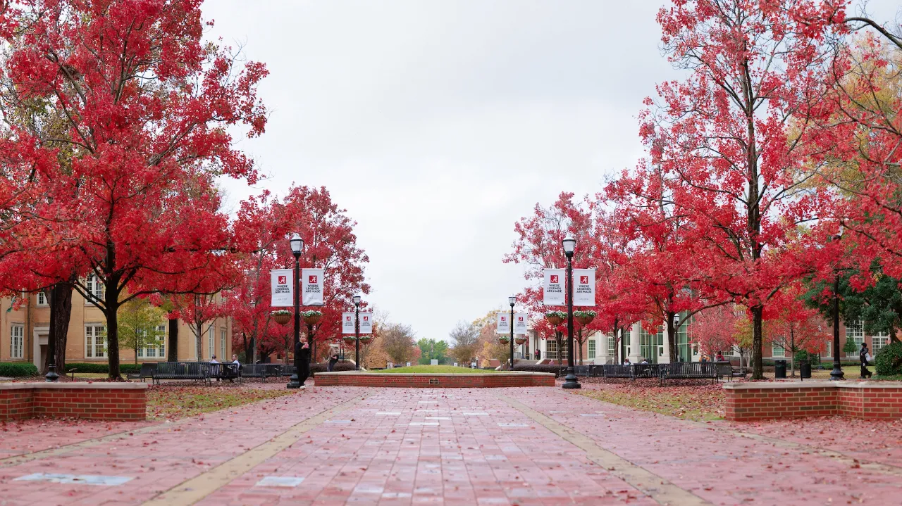 A fall look at the Crimson Promenade